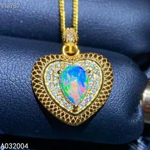 KJJEAXCMY Fine Jewelry 925 Sterling Silver inlaid Natural opal Female Pendant Necklace lovely Support Detection