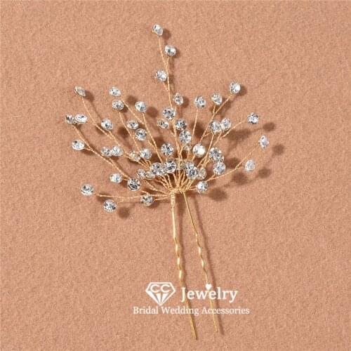 CC Women Hairpins Wedding Accessories Engagement Jewelry Bridal Hairwear Crystal Hair Sticks Prom Headdress Simple Design M212