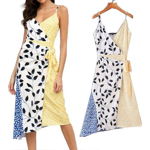 Sexy special irregular Womens Dress Spaghetti Strap Ladies Print young Dress Party Cub Casual Plus Size vestidos