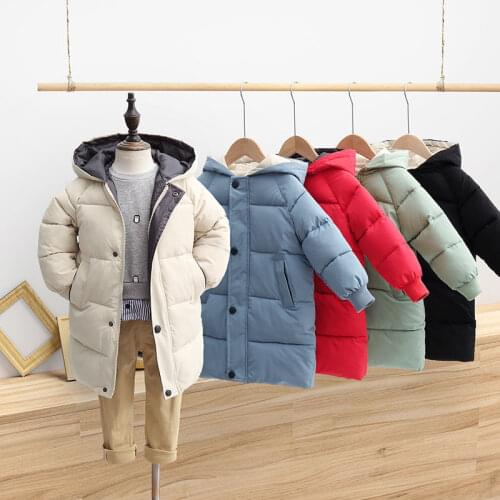 Winter Coats Children Boys Girls Jackets Baby Thick Long Coat Kids Warm Outerwear Hooded Snowsuit Overcoat Clothes
