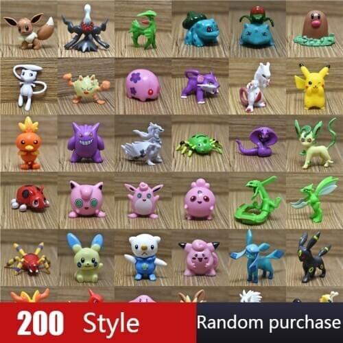 1pcs wholesale 200 Styles Random Purchase 3.6-6cm Pokemon Pikachu Mewtwo Charizard figure action toys for children gift