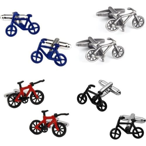 10pairs/lot Blue/Black/Red Bike Cufflinks Copper Plating Sport Bicycle Cuff links Mens Jewelry Accessory Wholesale