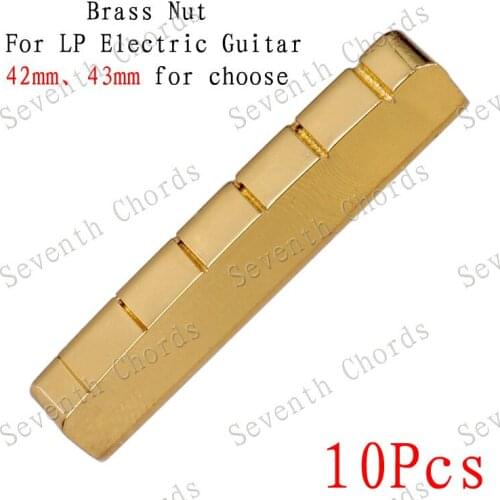 10 Pcs/pack LP Guitar 6 String Slotted Brass Nut - Size 43 x 6 x 8-7.5mm
