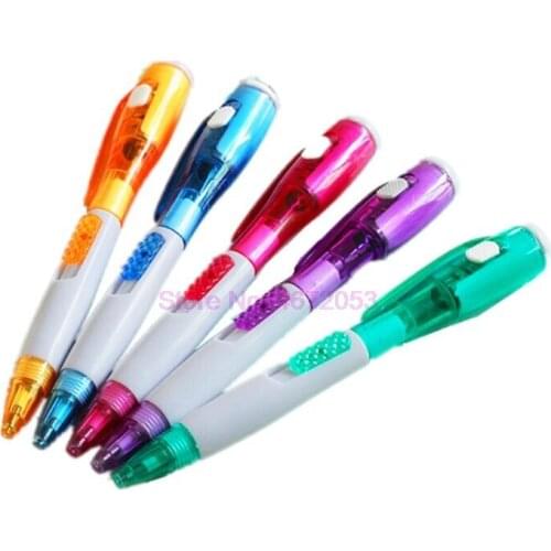 1000pcs/lot cute creative office stationery with new flashlight multi-function ballpoint pen school office supplies
