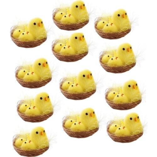 12/24PCS Simulation Easter Chick Mini Lovely Artificial Yellow Chick Plush Chicken Easter Gift For Children Home Decoration Toy