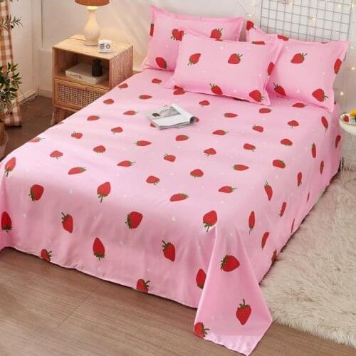 2021 Pink Strawberry Cotton Bed Sets Single Queen King New Bed Sheet With Pillowcase For Summer