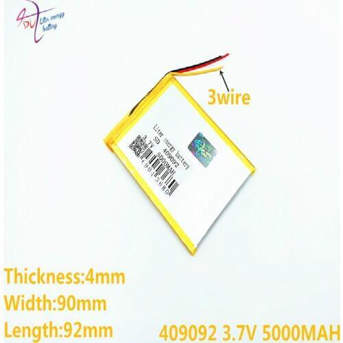 3 line Liter energy battery 3.7V 5000MAH 409092 Li-ion( Polymer lithiumion) for 7,8,9inch tablet PC ICOO D70pro II,Sanei
