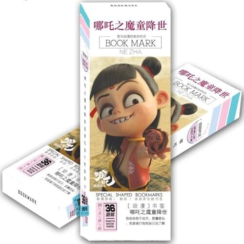 36 Pcs/Set Chinese Anime NE ZHA Paper Bookmark Cartoon Bookmarks Book Holder Fans Gift Card