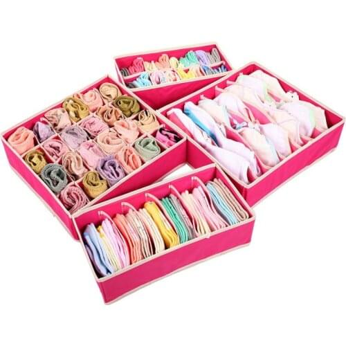 4pcs/set Underwear Bra Organizer Storage Box Drawer Closet Organizers Boxes For Underwear Scarfs Socks Bra