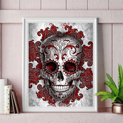 DIY Diamond Painting Skull Picture Character Rhinestone Pattern Full Round Diamond Embroidery Mosaic Home Wall Decoration Gift