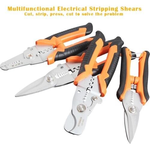 Electrician Crimper Cable Cutter Automatic Wire Stripper Multi-functional Pliers Design of Front-end Curved Edge Convenient