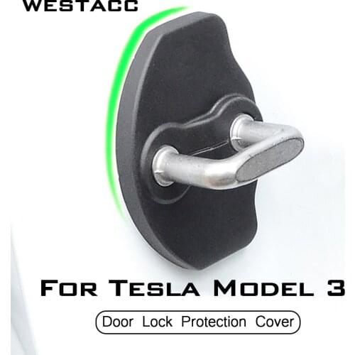 Car Door Lock Stopper Covers Protective Sticker Rustproof Cover Trim for Tesla Model 3 2016 - 2021 Interior Accessories