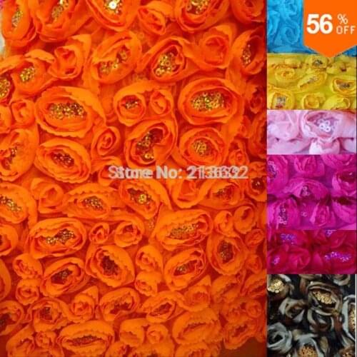 Free shipping 3D flowers Beads lace fabric wholesale 7 color for wedding and clothing sewing high quality African lace fabrics