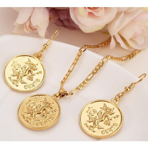 Gold Elizabeth Solomon coin pendant necklaces chain earrings for women gold jewelry sets wedding men Christmas gifts