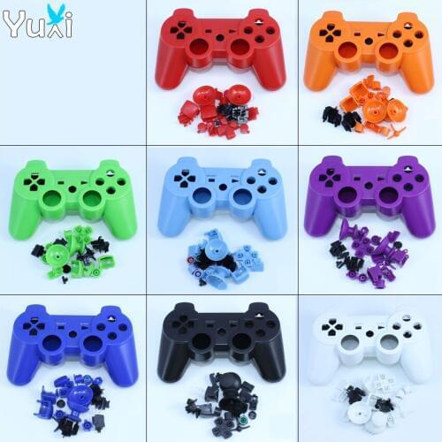YuXi Full Shell Colour & Chrome Buttons mod kit For Sony PlayStation 3 PS3 Wireless Controller Housing Cover Case Replacement