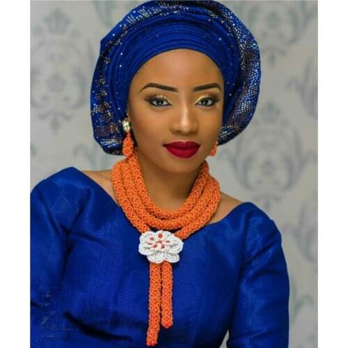 Wonderful Opaque Orange Bridal Beads Indian African Costume Jewelry Set Nigerian Wedding Necklace for Women Free Shipping WD674
