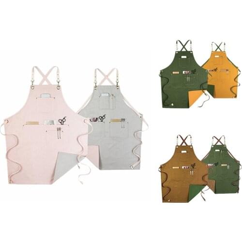 LUDA Double-Sided Leather Apron Floral Artist Gardening Pet Shop Barista Fashion Two-Color Workwear