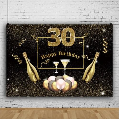 30th Birthday Female Golden Champagne Goblets Backdrops Photocall Background Decorations for Party Portrait Photography Props