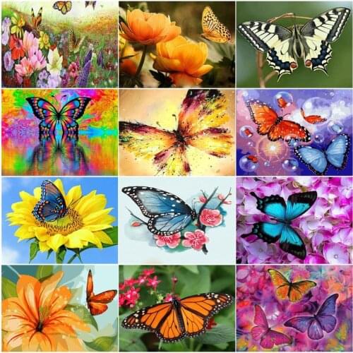 GATYZTORY 60×75cm Frame Butterfly Painting By Numbers Canvas Colouring Landscape Handpainted Artwork Diy Gift Home Wall Decor