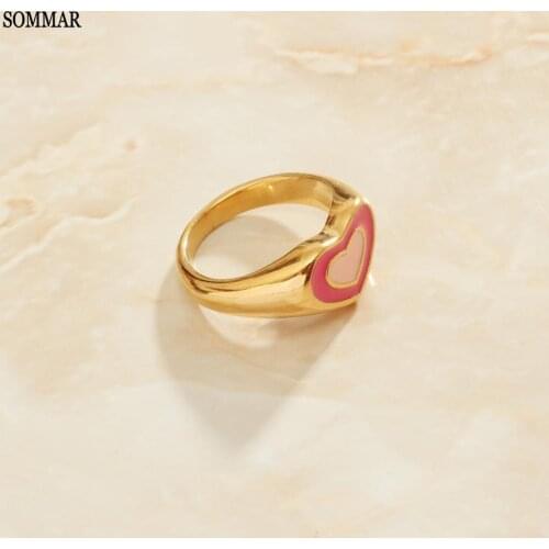 SOMMAR new hit Gold Vermeil size 6 7 8 women wedding rings Love, colorful drops of oil Jewelry on the neck summer jewelry