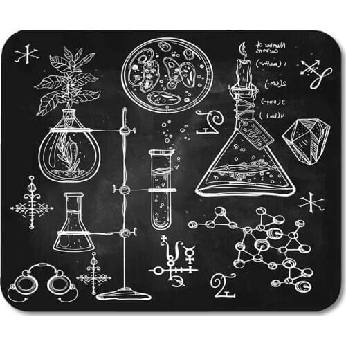 Mouse Pads Linear Laboratory Vintage Lab Science Objects Doodle Sketch Back to School Alchemy Occult Chemistry Mouse Pad