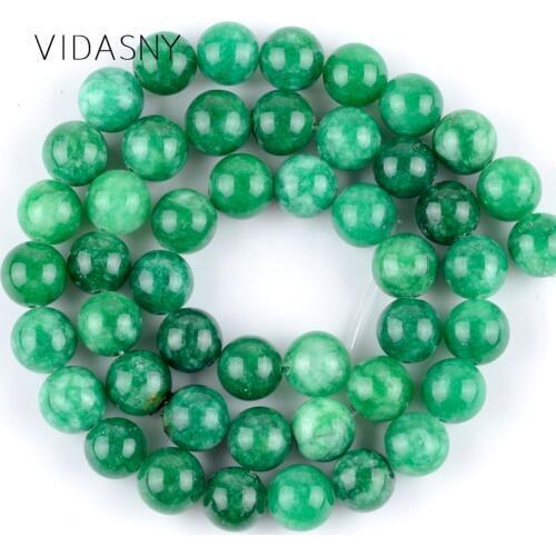 Natural Chalcedony Green Jades Round Stone Beads For Jewelry Making 6 8 10 12mm Spacer Loose Beads Diy Bracelet Necklace 15