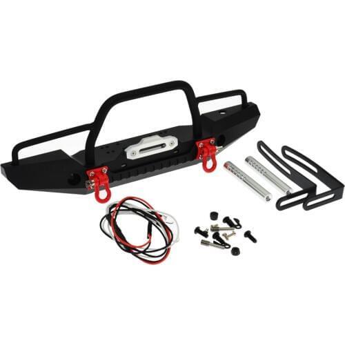 1/10 RC Metal Front Bumper LED Light With Winch for Traxxas TRX-4 TRX4 Axial SCX10 90046 90047 D90 D110 RC Crawler Car