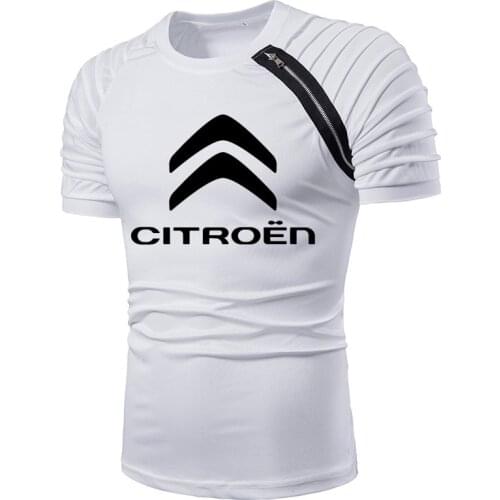 Fashion casual Mens T-shirt Citroen Car Logo Printing Summer Folds Cotton High Quality Mens short sleeve