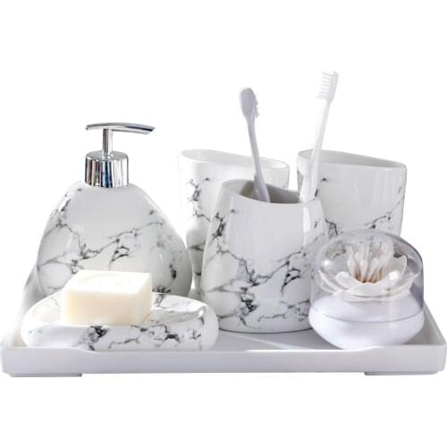 Scandinavian Home Bathroom Wash Set Ceramic Bathroom Decoration Accessories Toothbrush Holder Soap Dispenser Bathroom Supplies