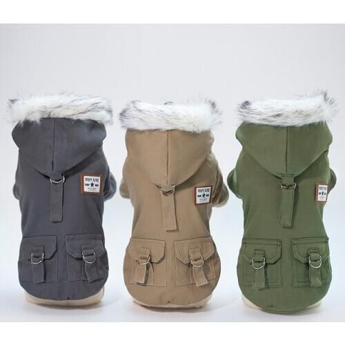 Warm Pet Dog Clothes Winter Fur Dog Coat Hoodies for Small Medium Dog Thicker Windproof Pet Clothing Fleece Lined Puppy Jacket