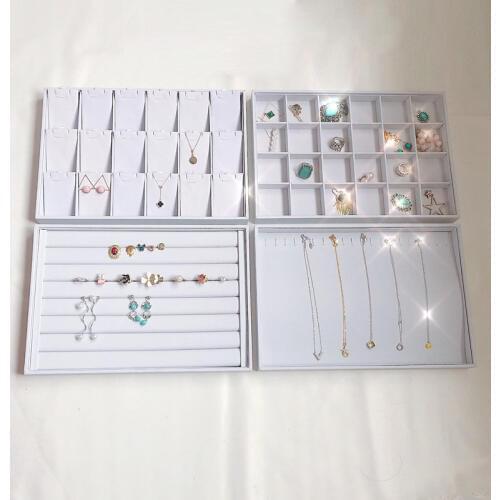 Pu Ring Earrings Display Tray Slot Fashion Jewelry Cufflinks Organizer Holder Case Box Showcase Ring Earring Jewelry Display
