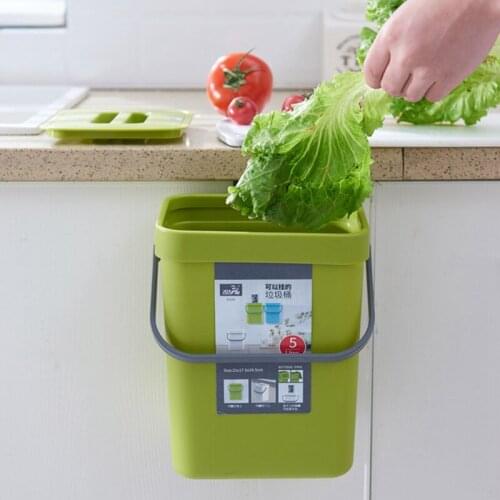 Hanging Folding Waste Bin 3L Kitchen Cabinet Door Wall Mounted Trash Bin Car Garbage Trash Can for Bathroom Toilet Waste Storage