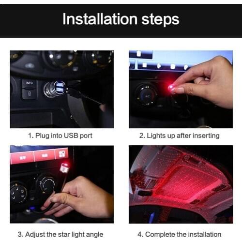 Car starry sky ceiling lamp car interior starry projector lamp car projector atmosphere parts star sky usb auto roof Z1V6
