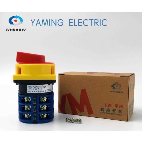 Manufacturer padlock ON-OFF-ON Cam switch motorized rotary changeover switches LW26-32/3GS 3 position silver contact