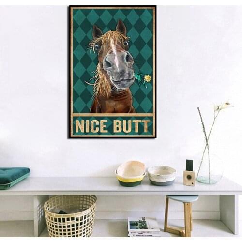 Nordic HD Prints Poster Funny Horse Goat Animal Bathroom Toilet Canvas Painting Wall Art Retro Picture Home Decor