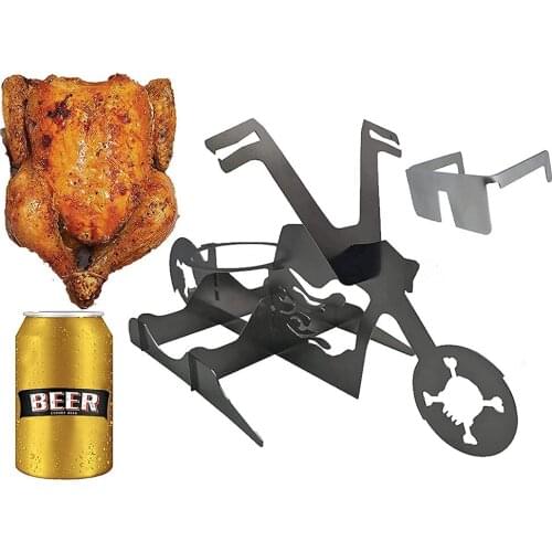 American Motorbike Chicken Roaster Rack With Steel Beer Can Chicken Turkey Roaster BBQ Grill Rack Stand Holder Motorcycle Shape