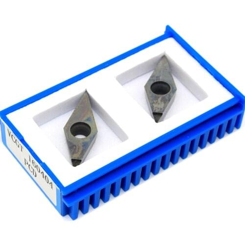 2PCS VCGT160404 PCD CBN Diamond Inserts Internal Turning Tool VCGT 160404 Insert CNC Lathe Cutter Tools Milling Turning Inserts