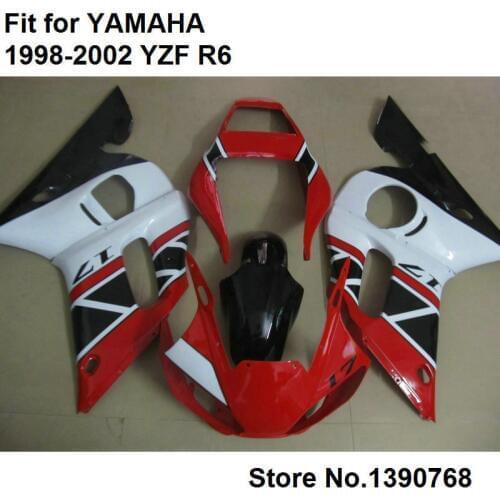 High quality ABS fairings for Yamaha YZF red white black R6 98 99 00 01 02 fairing kit R6 1998 1999 2000 2001 2002 FB-62