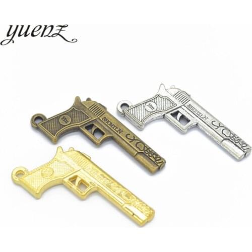 YuenZ 2 pcs Antique silver color pistol Charm Pendants for Bracelet Necklace Jewelry Accessories Diy Jewelry Making 50*26mm M12