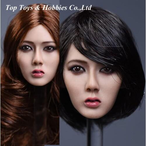 1/6 Asia Girl Head xiu with black short Hair Fit 12" Female action figure body in stock