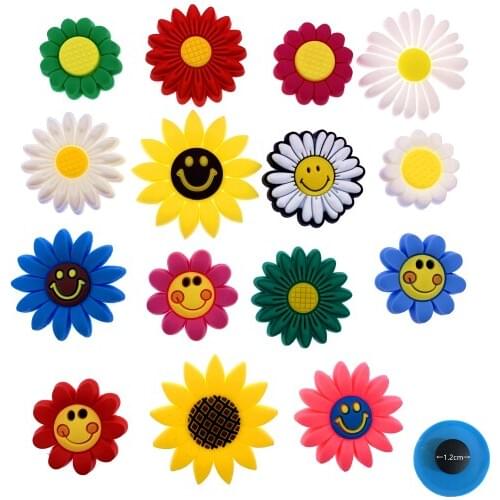 1PCS Single Sale Cartoon Plant Flower Icon Decoration PVC Shoes Charms Slipper Sunflower Accessories Croc Buckle Kids Gifts