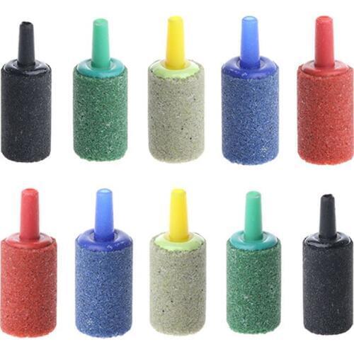 10Pcs/set Aquarium Pond Cylinder Bubble Air Stone Fish Tank Aerator Diffuser Random Color