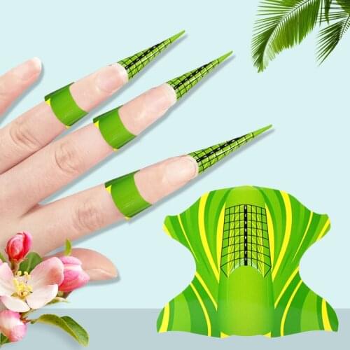 100pcs/lot Colorful Nail Form With Bee Butterfly Shapes for Acrylic Nail Art Extension Paper Tray Manicure Salon Tools