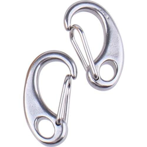 2PCS Small 304Stainless Steel Egg Shape Spring Snap Hook Quick Link Carabiner