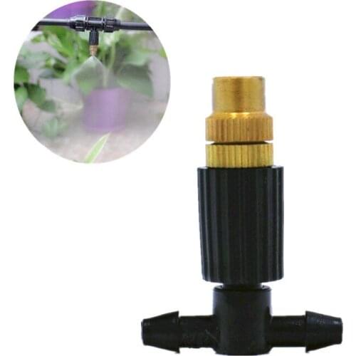 20PCS Brass Garden Sprinkler With 1/4"Barb Tee Misting Water Nozzle Micro Irrigation Garden Mist Sprinkler For 1/4"Tube(ID 4mm)