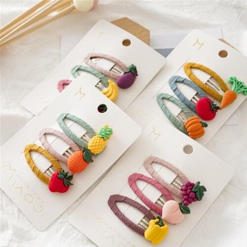 3Pcs/Pack Fruit Hair Clips For Girls Kids New Transparent Hairpins Fashion Children PVC BB Clips Cartoon Animal Hair Accessories