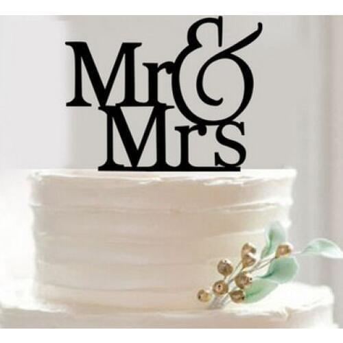 300pcs Personalized Wedding Cake Topper Decoration Unique Acrylic black Mr & Mrs Bilayer Structure