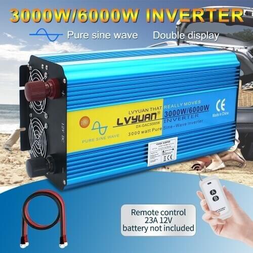 3000W/6000W pure sine wave power inverter transformer DC 12V/24V TO AC220V/230V/240V CAMPING BOAT Converter with remote control