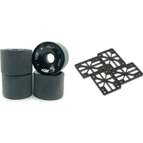 4Pcs 6mm Durable Skateboard Shock Pads Risers & 4x 80A Frosted Big Wheel Slide Pulley Pouring Wheel Long Board Wheels