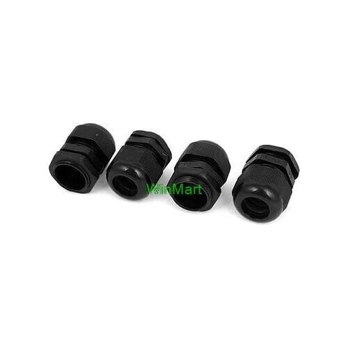 4pcs PG21 Type Black Hard Plastic Waterproof Cable Gland Connector Head